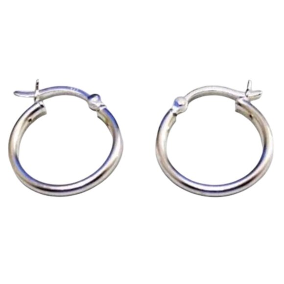 3/4 Inch 20mm Sterling Silver Hoop Pierced Post Earrings - Picture 5 of 5